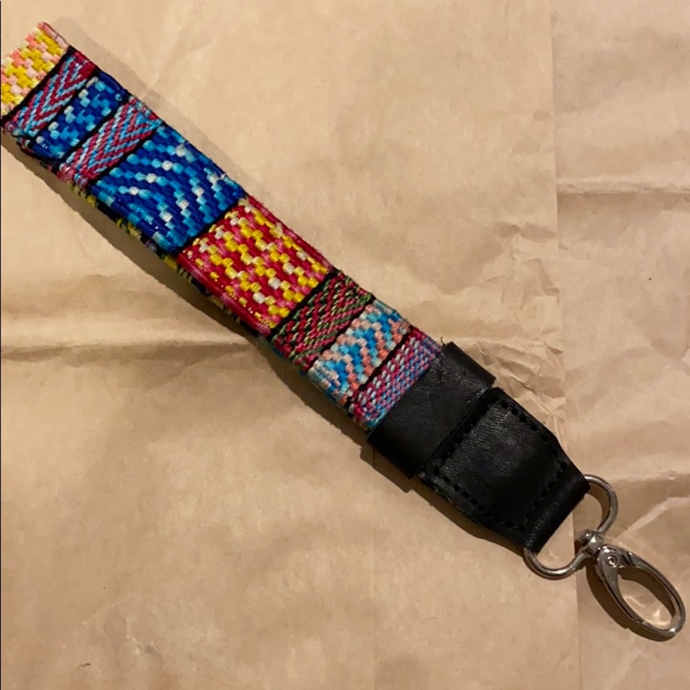 New Hiptipico Woven/Black Leather Wristlet Strap